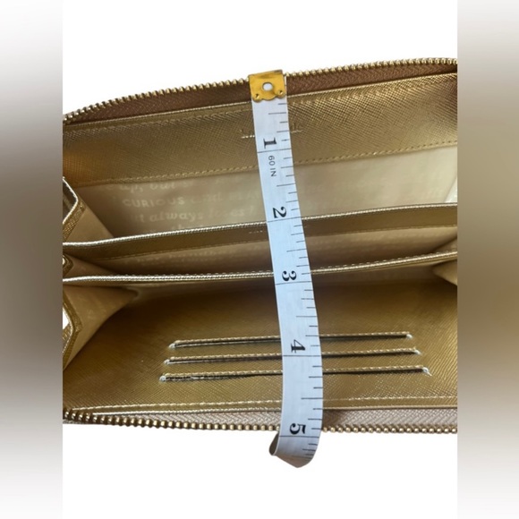 Kate Spade Talk Is Chic Gold Leather Wristlet Wallet with Zipper - Picture 3 of 9